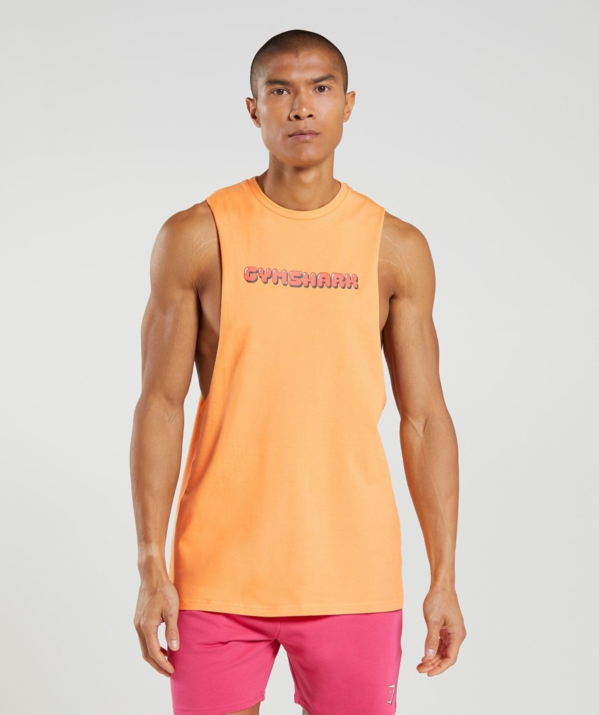 Apricot Orange Men's Gymshark Bubble Print Drop Arm Tank | USA-68209