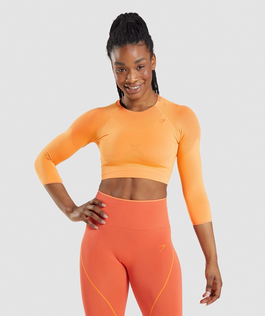 Apricot Orange Women's Gymshark Apex Seamless Crop Top T-Shirts | USA-34176