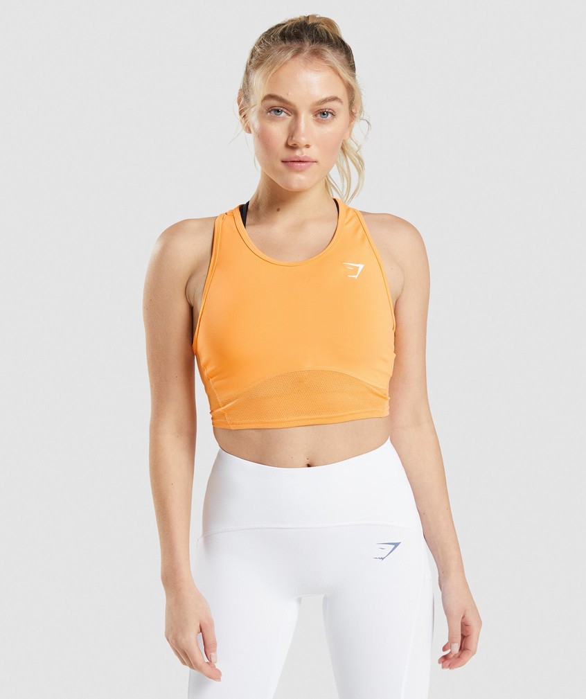 Apricot Orange Women's Gymshark Pulse Crop Tank T-Shirts | USA-27568