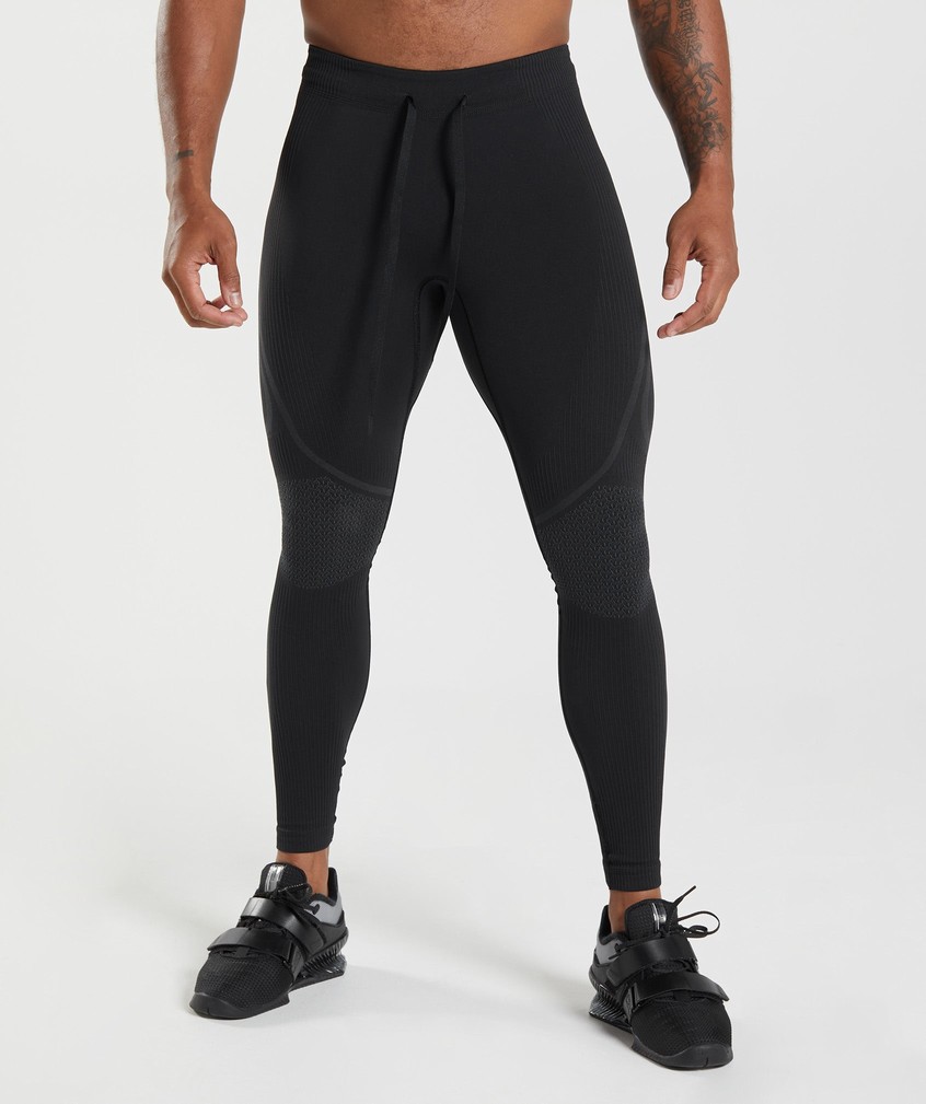 Black / Grey Men's Gymshark 315 Seamless Tights | USA-63172