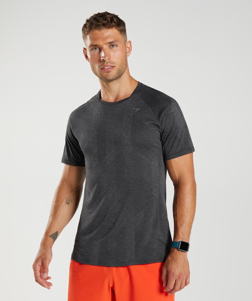 Black / Grey Men's Gymshark Apex T-Shirts | USA-08596