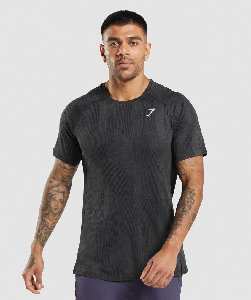 Black Grey Men's Gymshark Apex T-Shirts | USA-06725