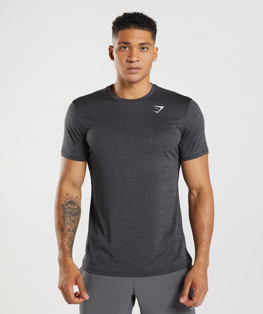 Black Grey Men's Gymshark Arrival Marl T-Shirts | USA-70132