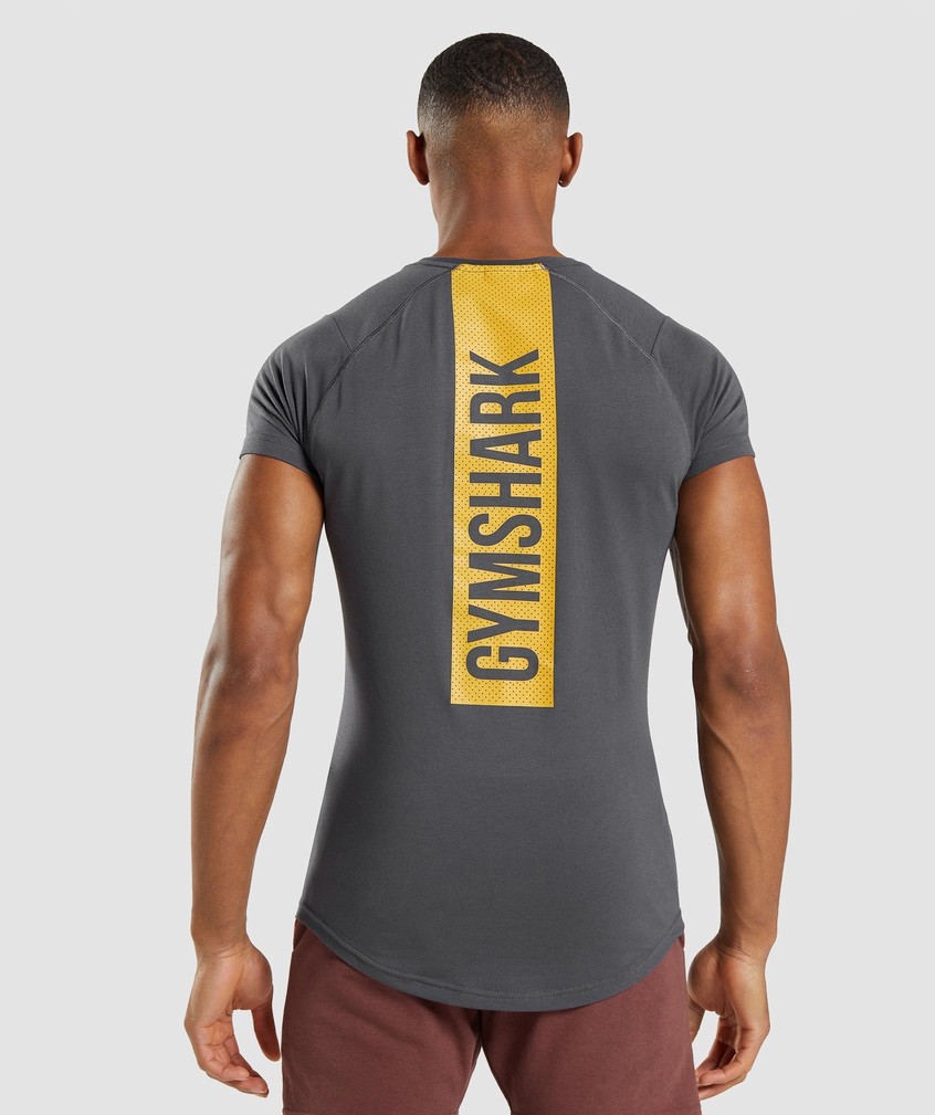 Black Grey Men's Gymshark Bold T-Shirts | USA-80147