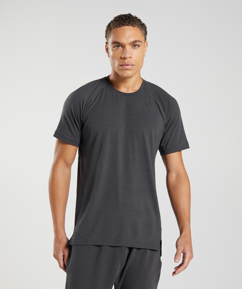 Black Grey Men's Gymshark Studio T-Shirts | USA-32109