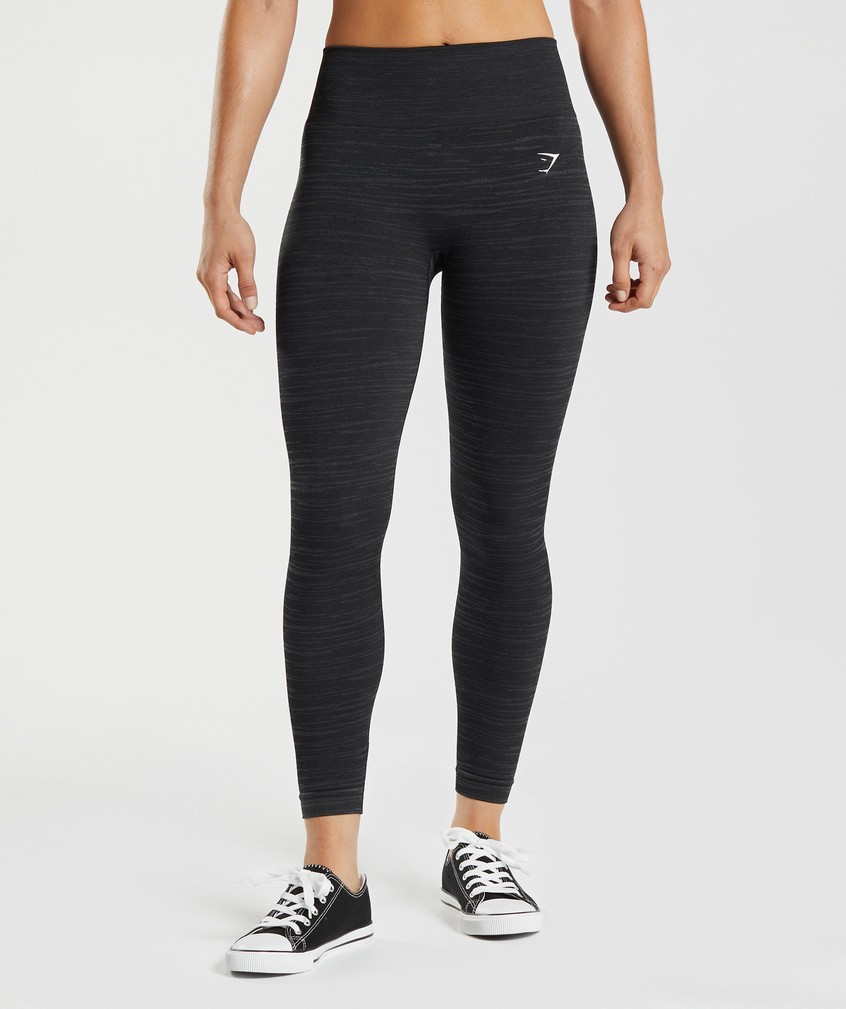 Black / Grey Women's Gymshark Adapt Marl Seamless Leggings | USA-94278