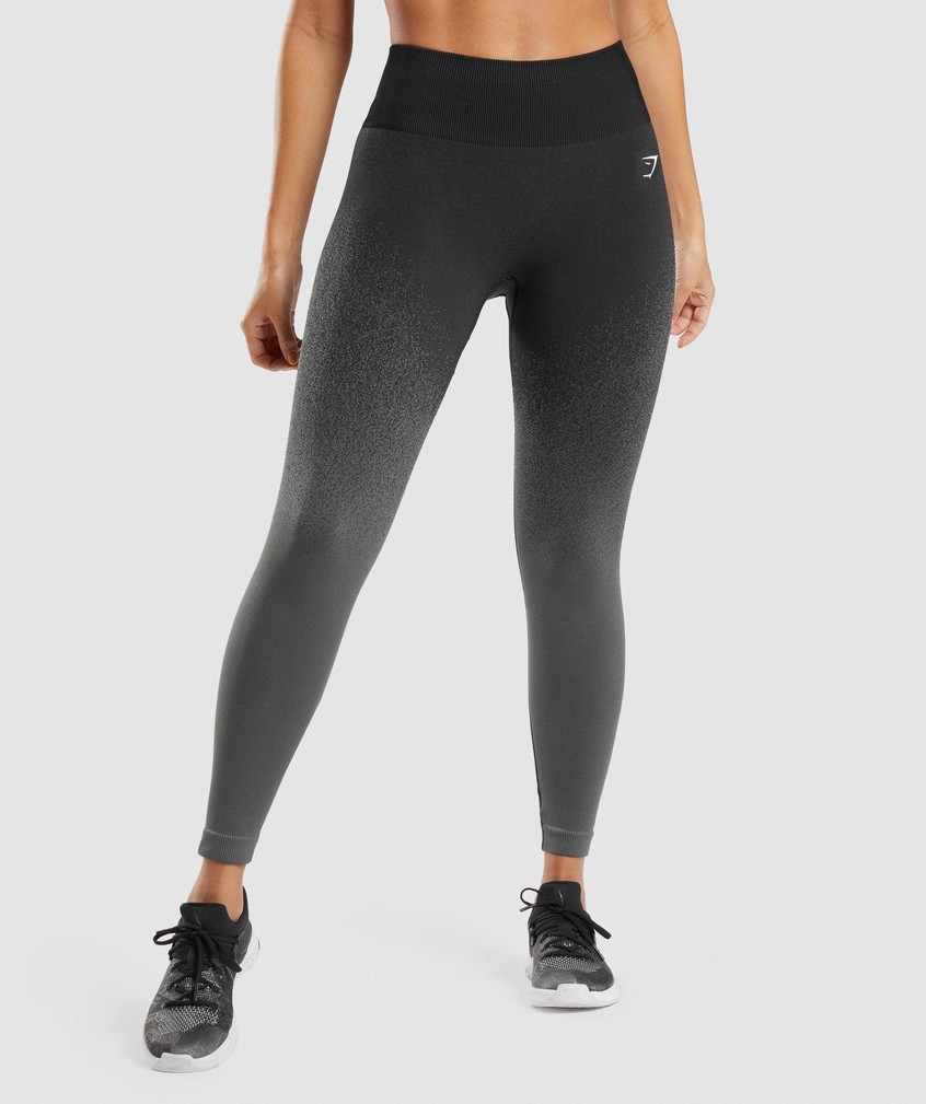 Black / Grey Women's Gymshark Adapt Ombre Seamless Leggings | USA-45603