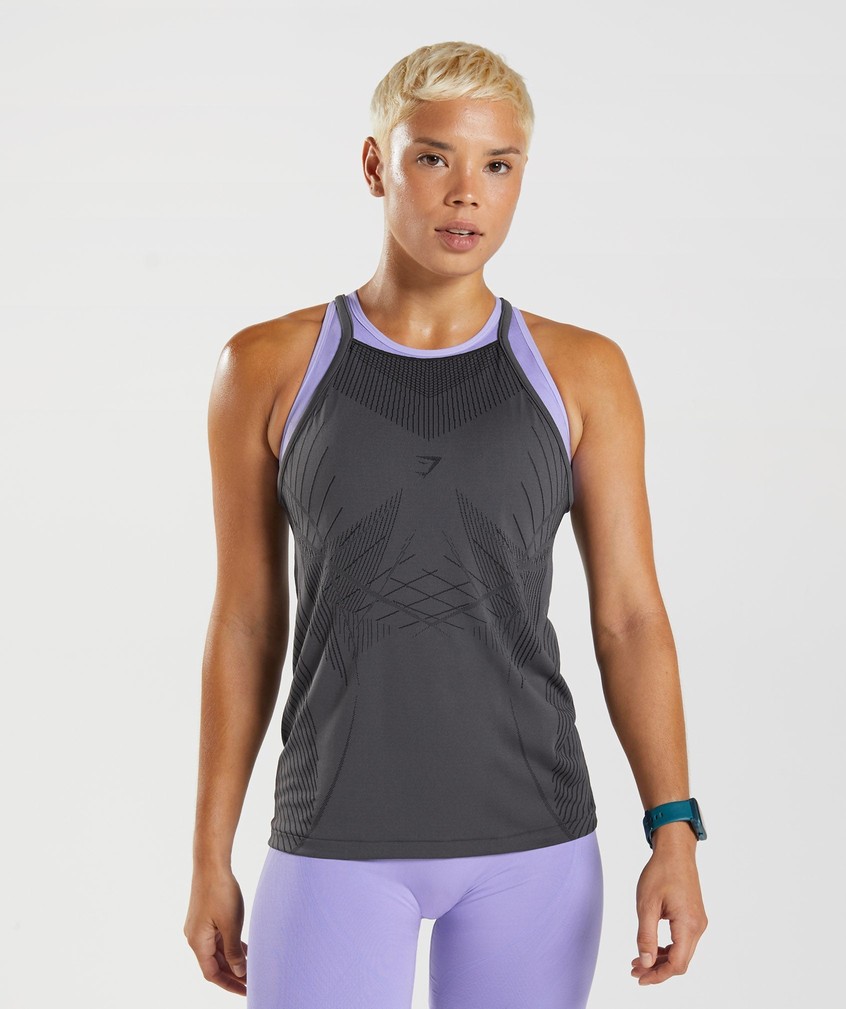 Black Grey Women's Gymshark Apex Seamless Tank | USA-36095