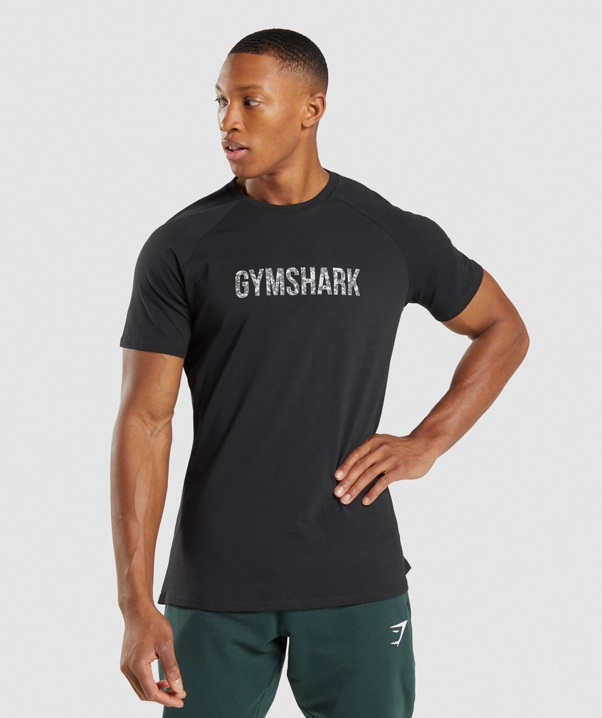 Black Men's Gymshark Apollo Camo T-Shirts | USA-85147