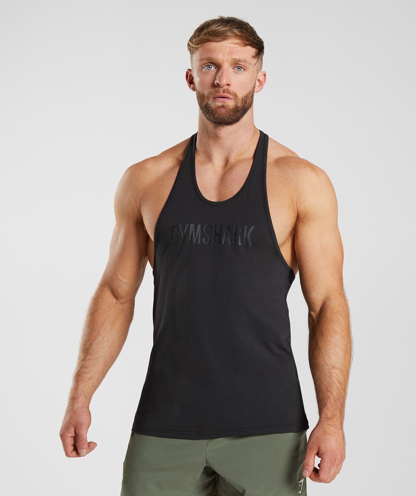 Black Men's Gymshark Apollo Stringer | USA-70689