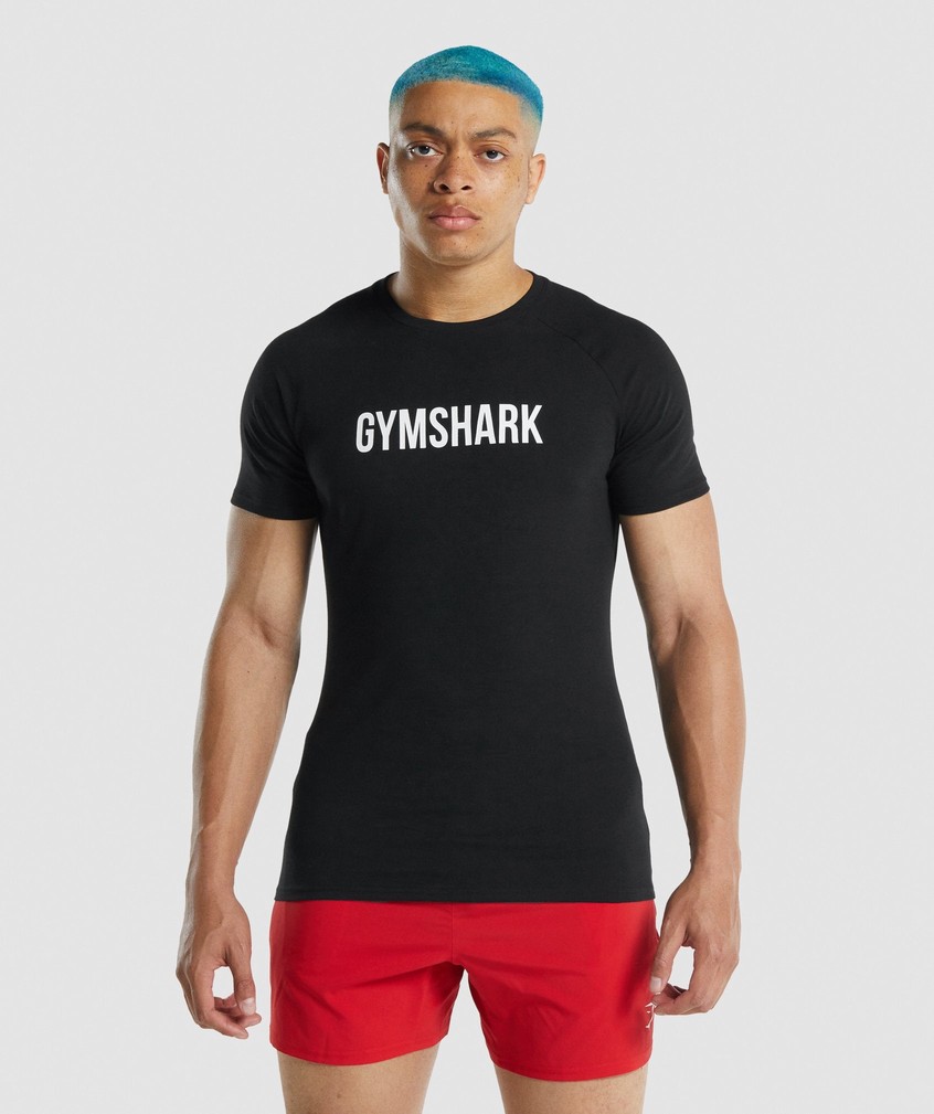 Black Men's Gymshark Apollo T-Shirts | USA-71463