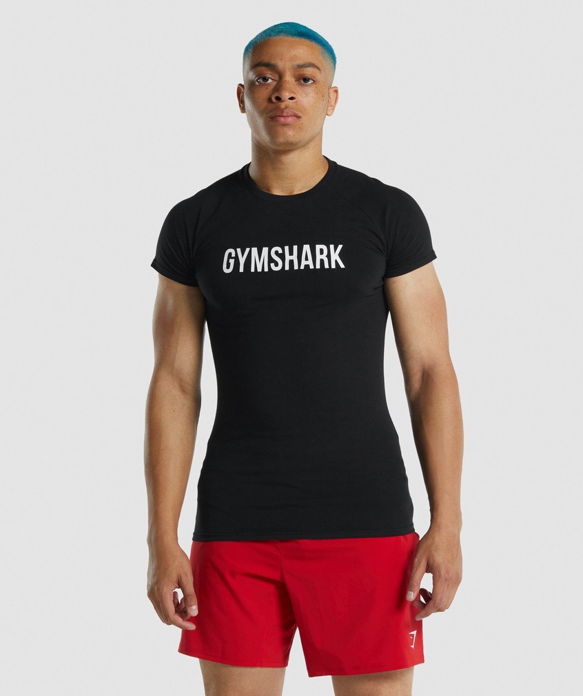 Black Men's Gymshark Apollo T-Shirts | USA-86293