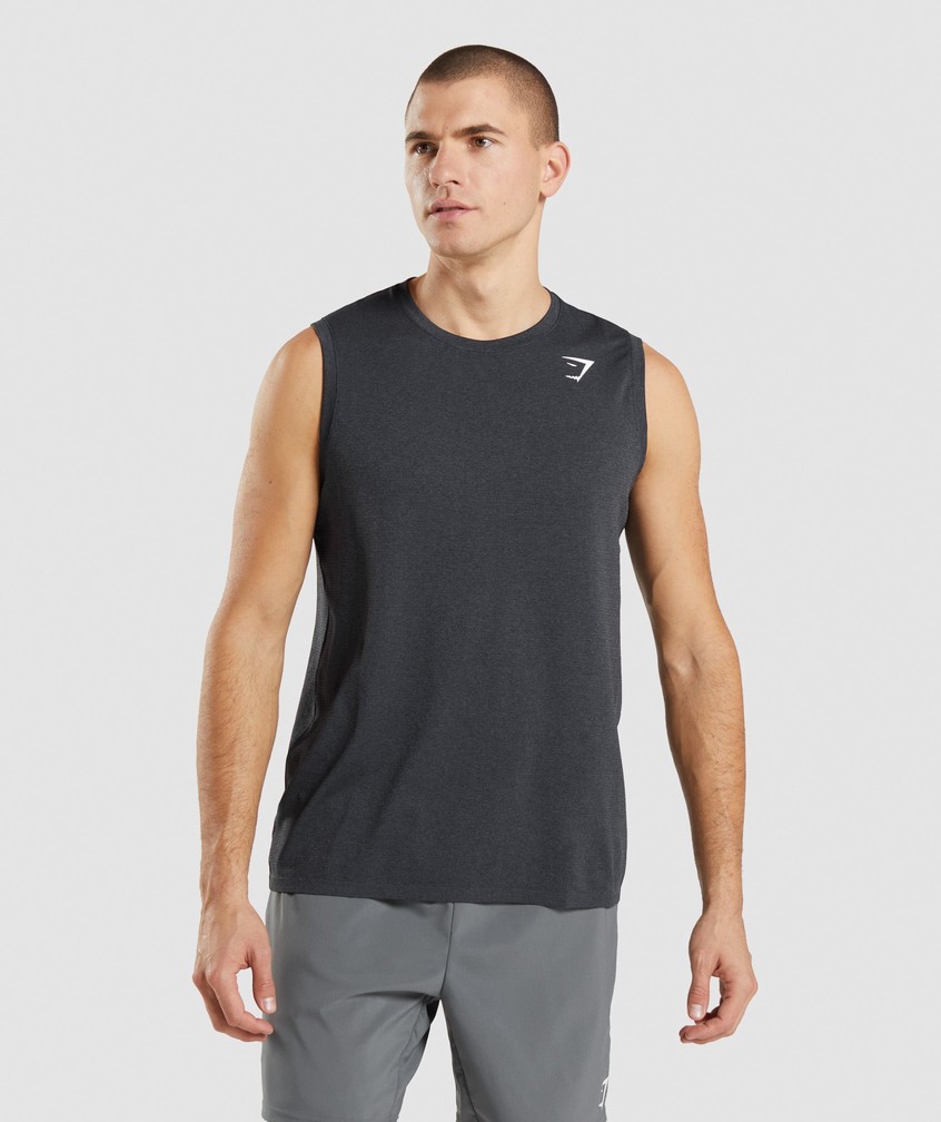 Black Men's Gymshark Arrival Seamless Tank | USA-19564