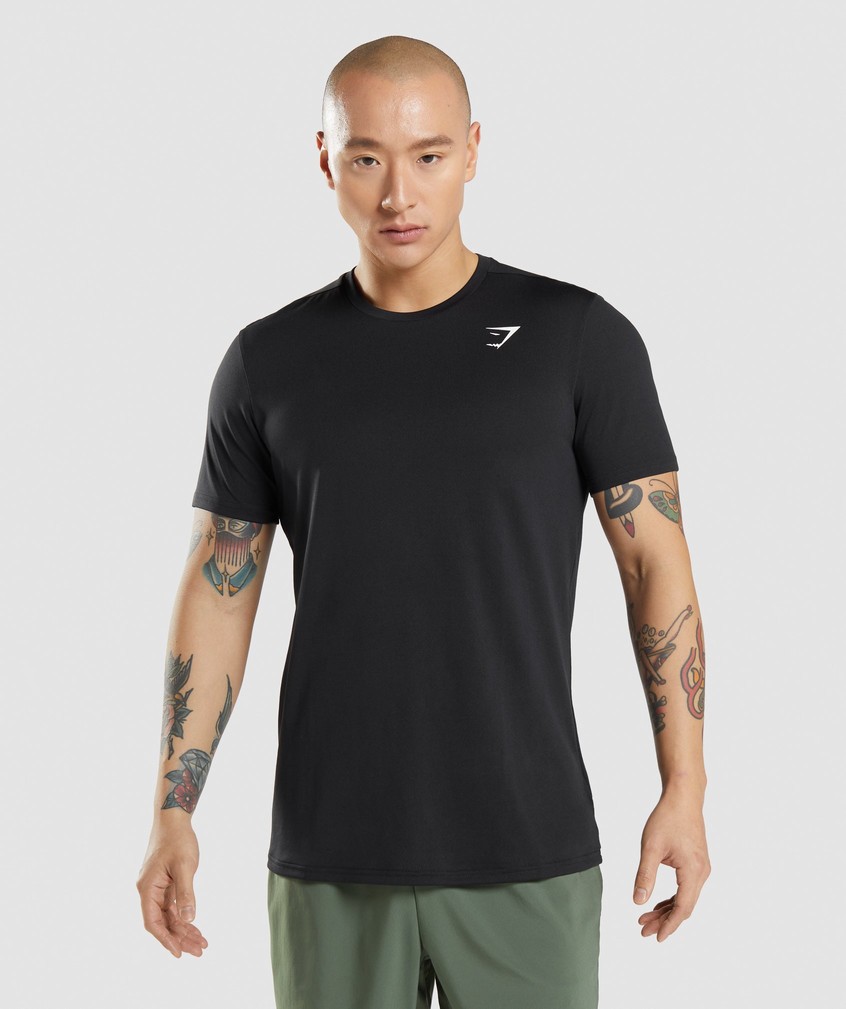 Black Men's Gymshark Arrival T-Shirts | USA-35486