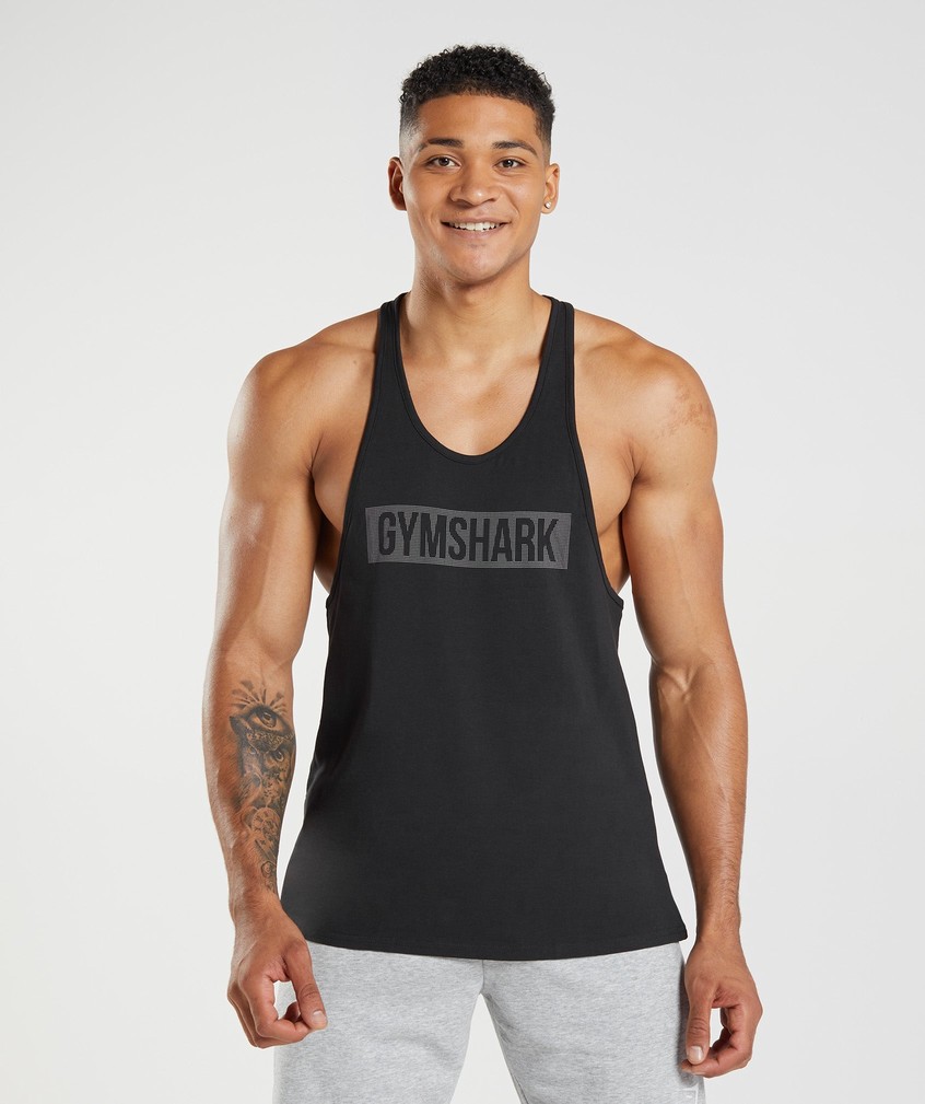 Black Men's Gymshark Block Stringer | USA-46958