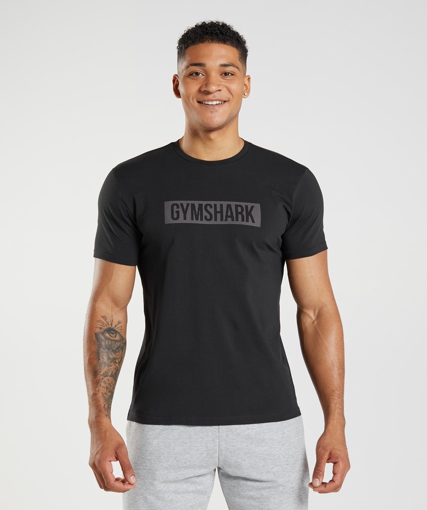 Black Men's Gymshark Block T-Shirts | USA-79084