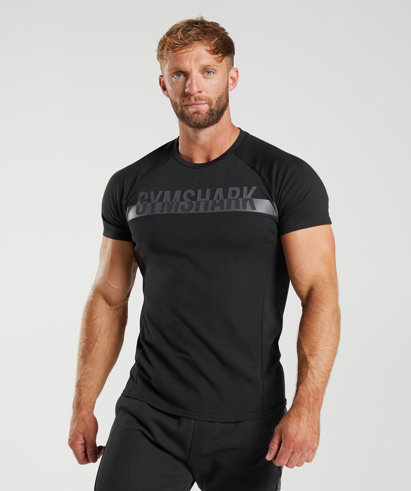 Black Men's Gymshark Bold React T-Shirts | USA-79384