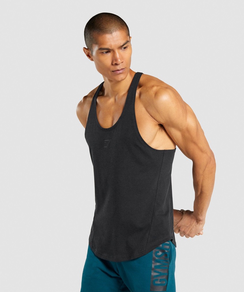 Black Men's Gymshark Bold Stringer | USA-63712