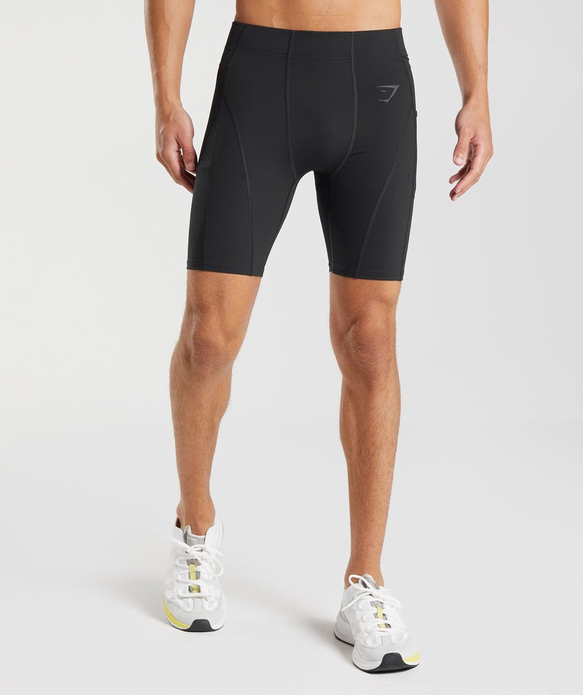 Black Men's Gymshark Control Baselayer Shorts | USA-18052