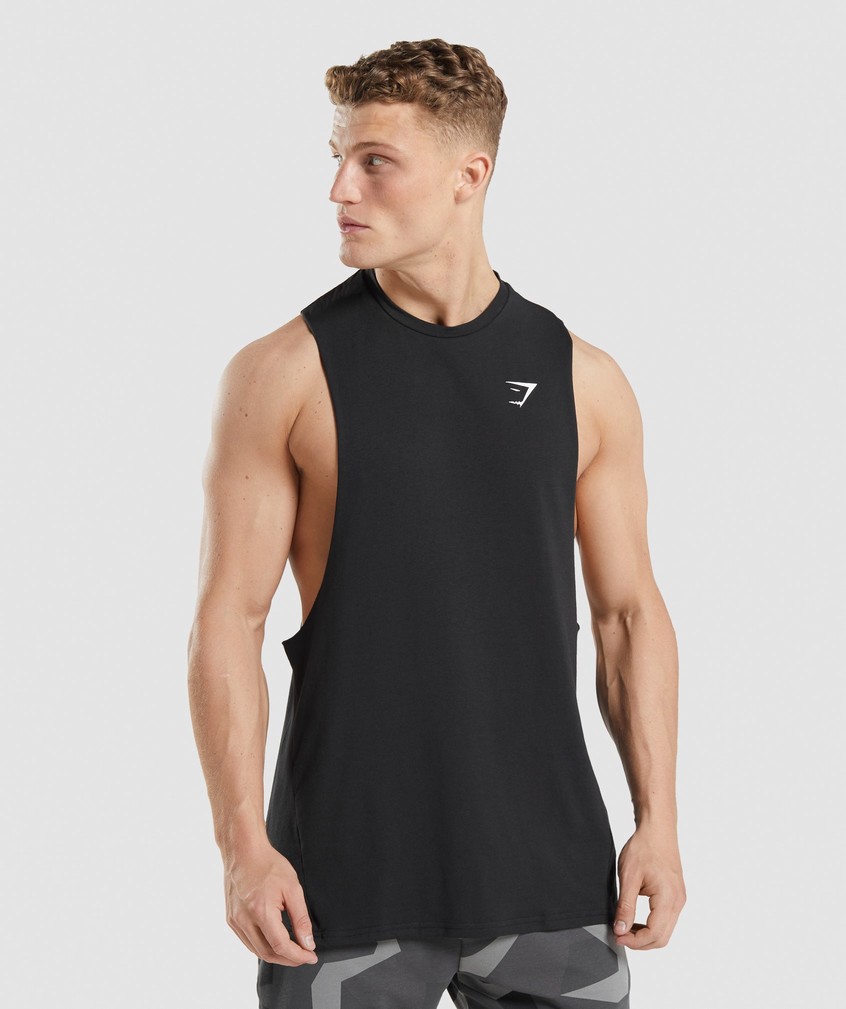 Black Men's Gymshark Critical 2.0 Drop Arm Tank | USA-50923