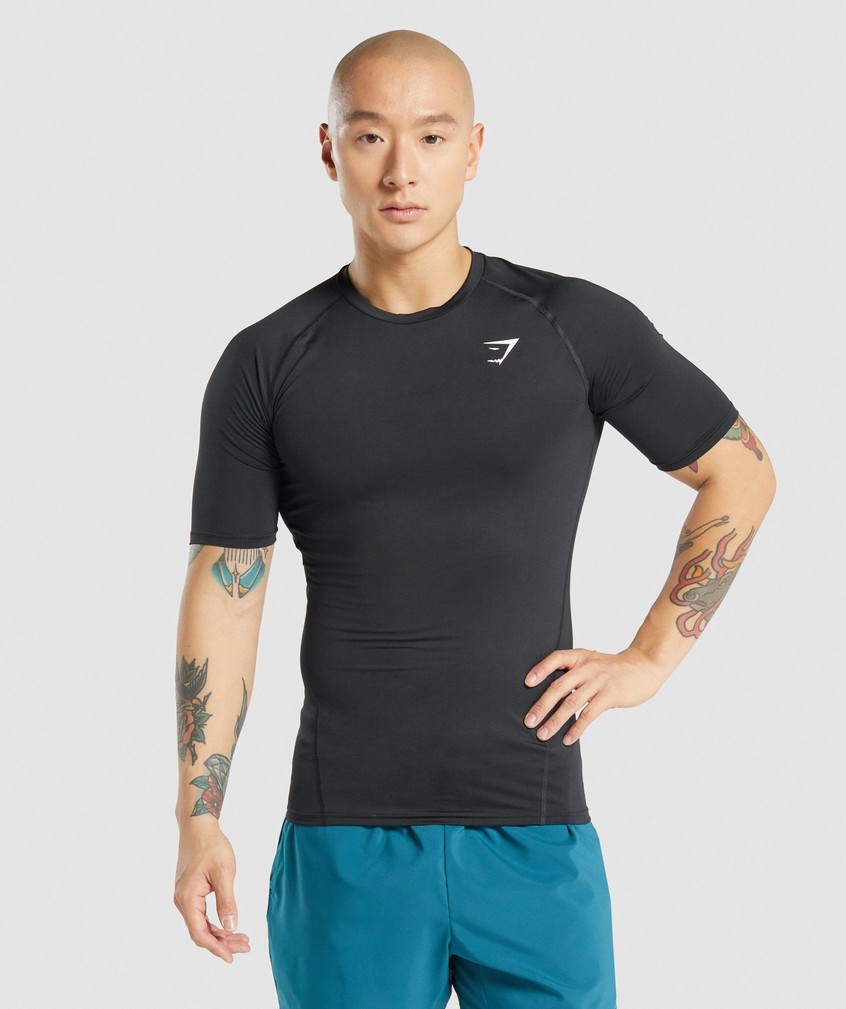 Black Men's Gymshark Element Baselayer T-Shirts | USA-06134