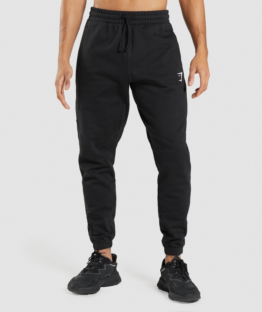 Black Men's Gymshark Essential Joggers | USA-26854