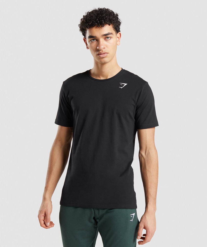 Black Men's Gymshark Essential T-Shirts | USA-96257