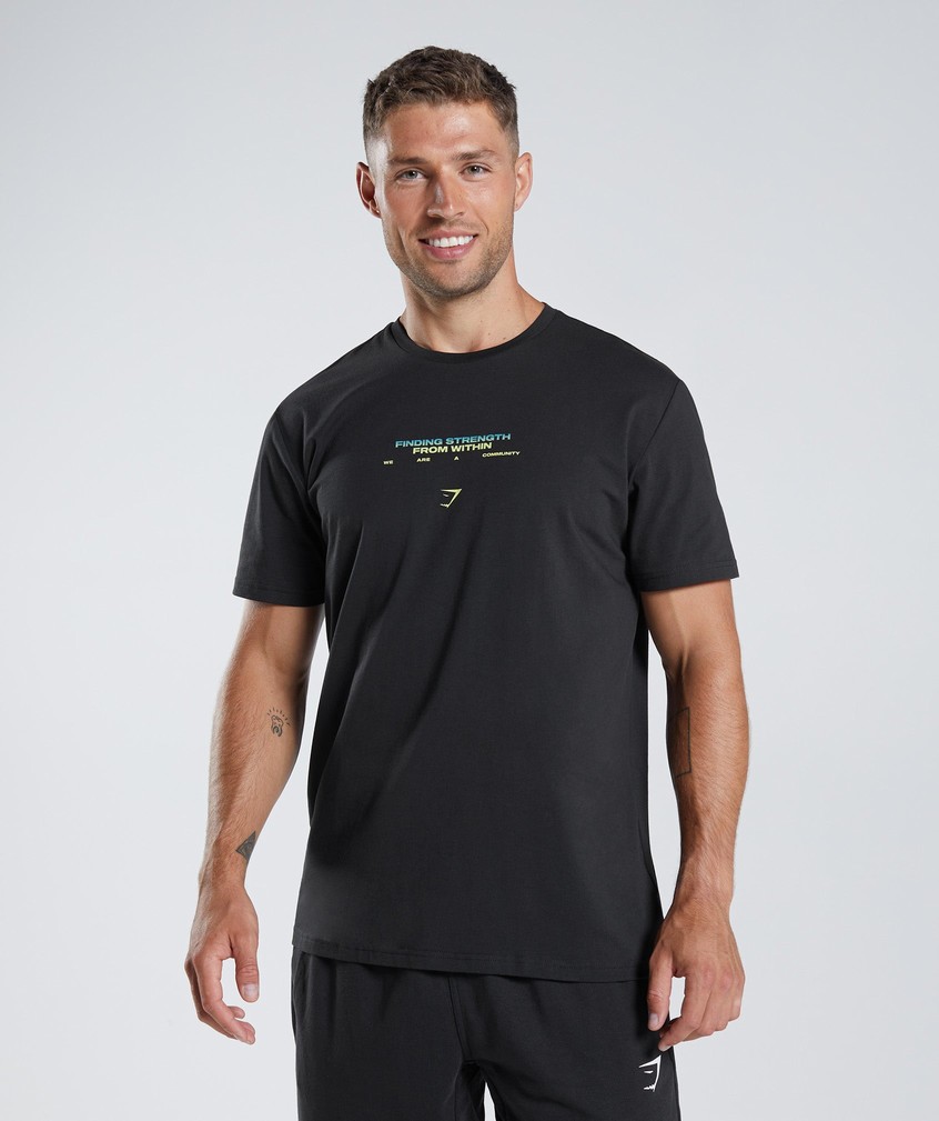 Black Men's Gymshark Hybrid Wellness T-Shirts | USA-52018