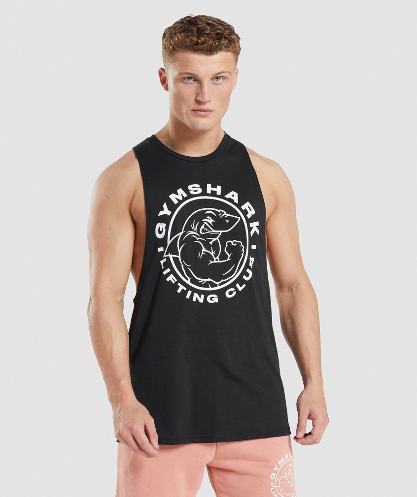 Black Men's Gymshark Legacy Drop Arm Tank | USA-13920