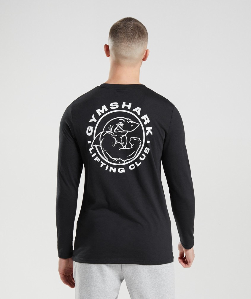 Black Men's Gymshark Legacy Long Sleeve T-Shirts | USA-43189