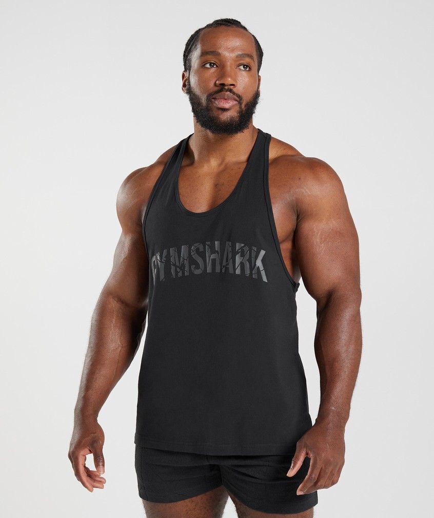 Black Men's Gymshark Power Stringer | USA-38507