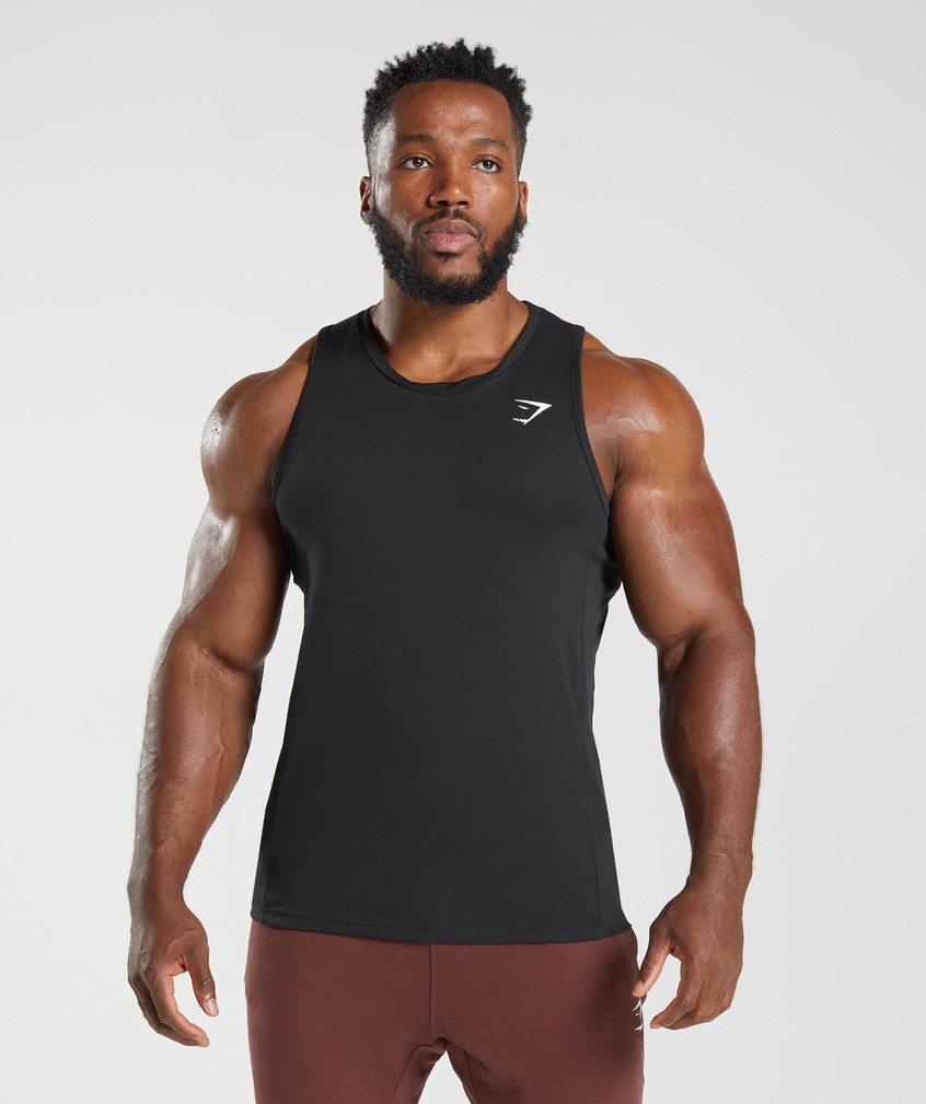 Black Men's Gymshark React Tank | USA-60342