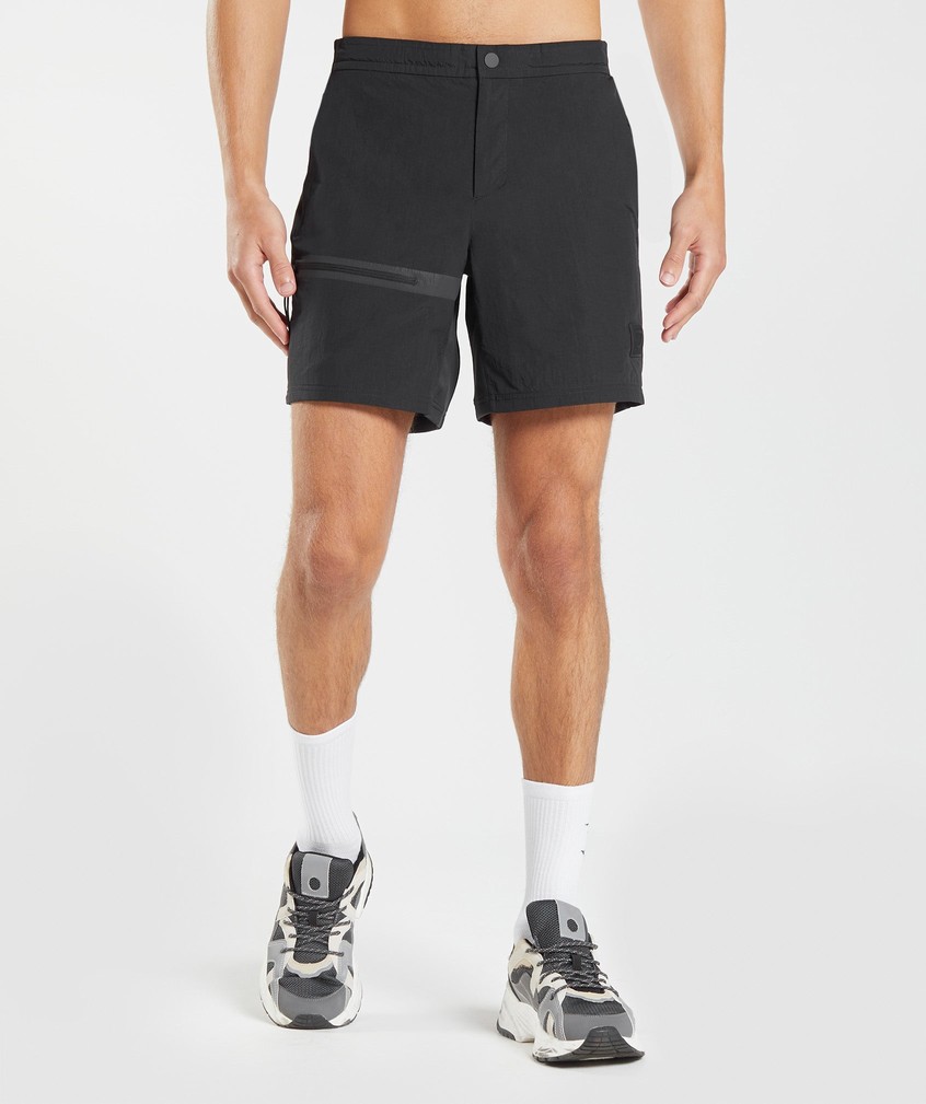 Black Men's Gymshark Retake Woven 7" Shorts | USA-47938