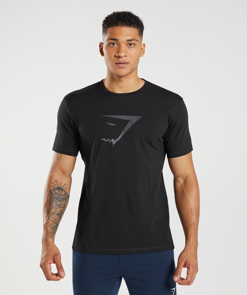 Black Men's Gymshark Sharkhead Infill T-Shirts | USA-09743