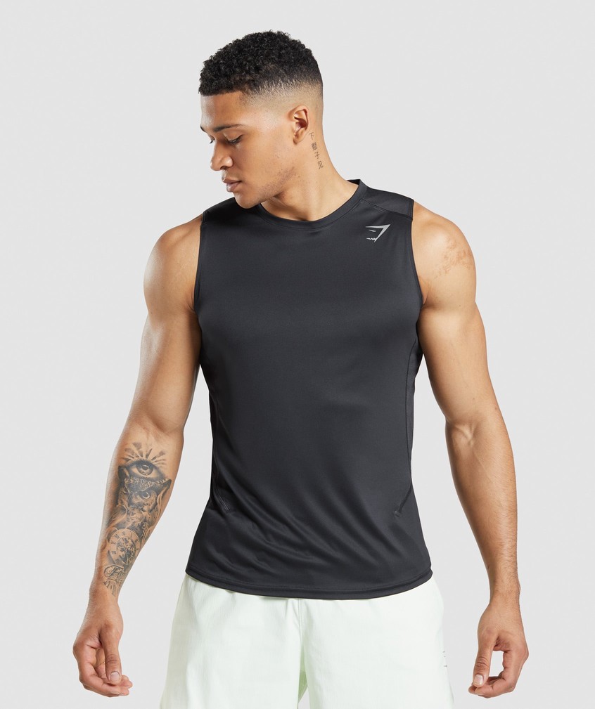 Black Men's Gymshark Speed Evolve Tank | USA-91407