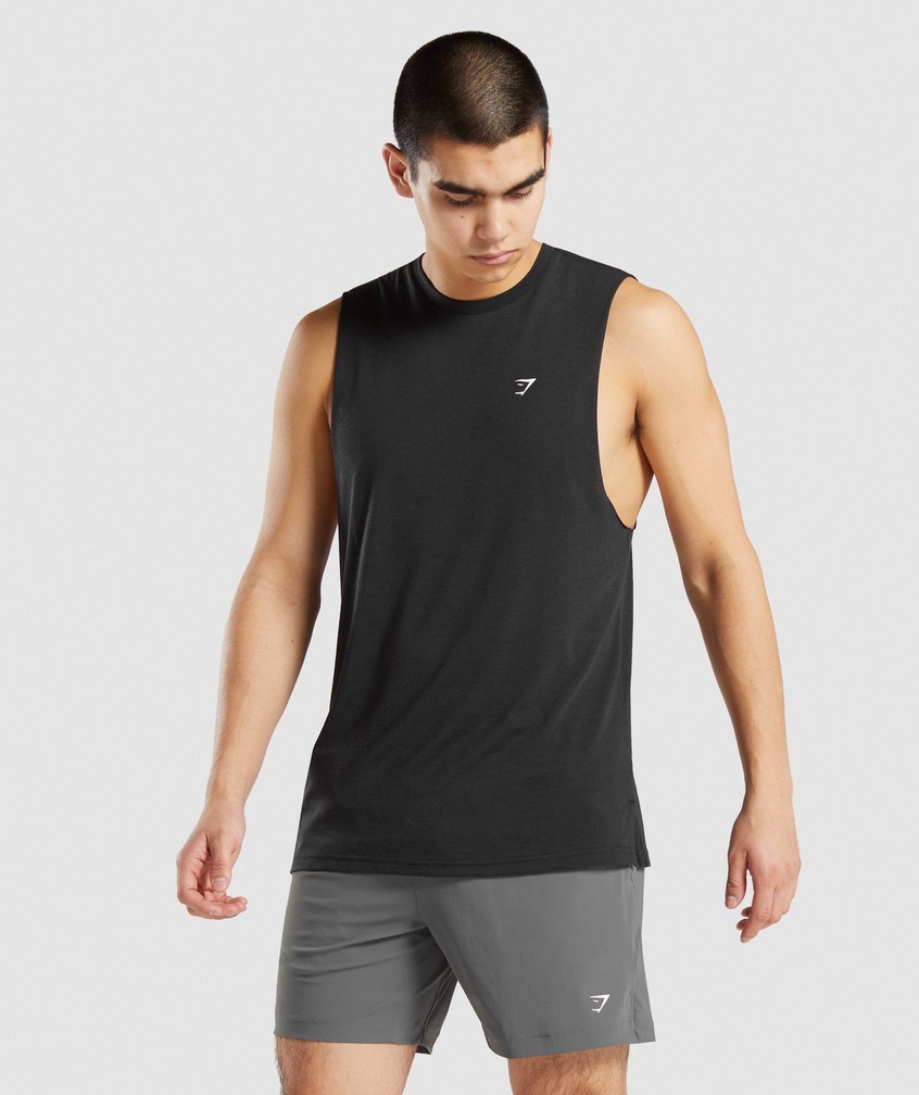 Black Men's Gymshark Studio Tank | USA-60458