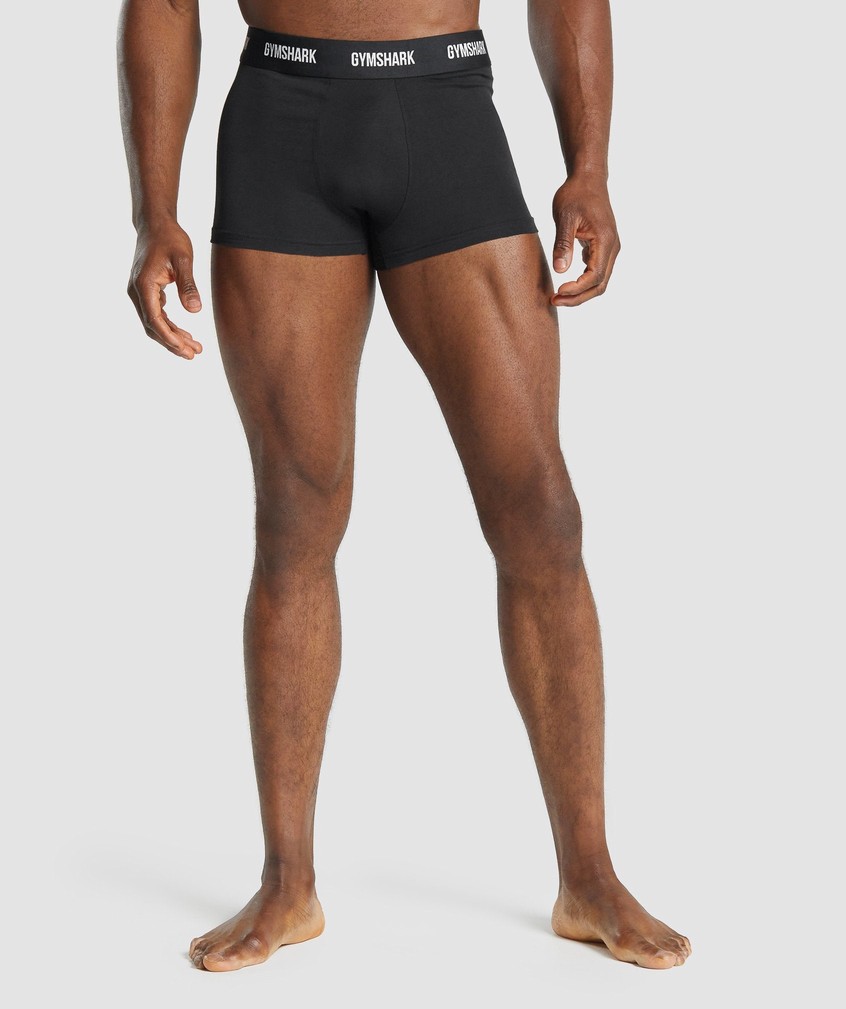 Black Men's Gymshark Trunk 2pk Panties | USA-71468