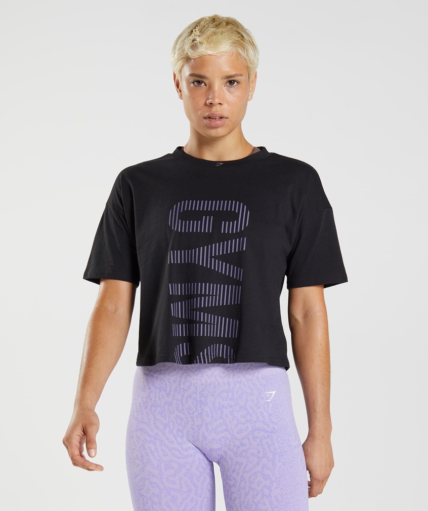 Black / Purple Women's Gymshark 315 Midi T-Shirts | USA-34950