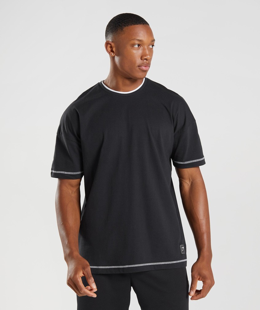 Black / White Men's Gymshark Recess T-Shirts | USA-17905