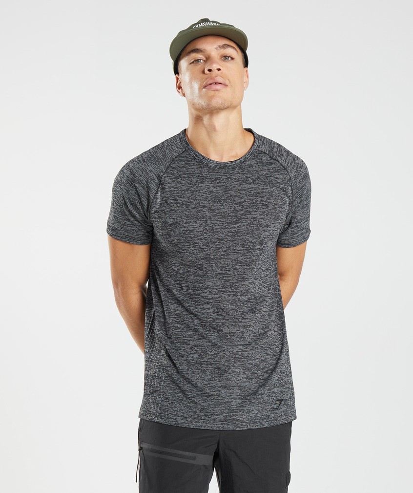 Black / White Men's Gymshark Retake Seamless T-Shirts | USA-92431