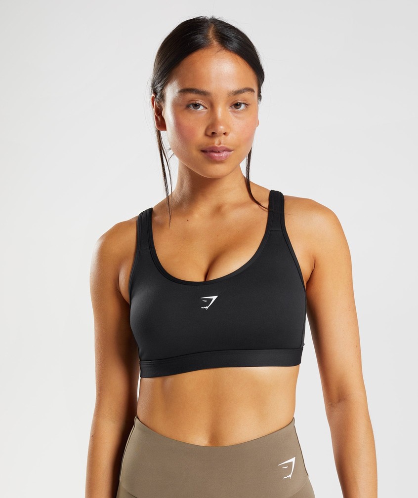 Black / White Women's Gymshark Fraction Sports Bra | USA-64301