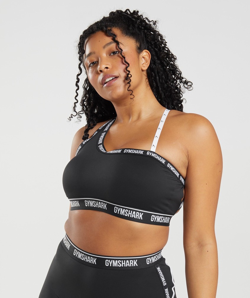 Black / White Women's Gymshark Strike Sports Bra | USA-81623