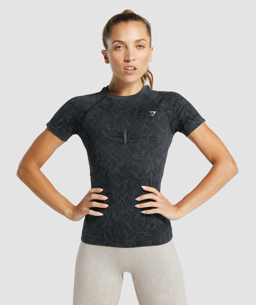 Black Women's Gymshark Adapt Animal Seamless T-Shirts | USA-17265