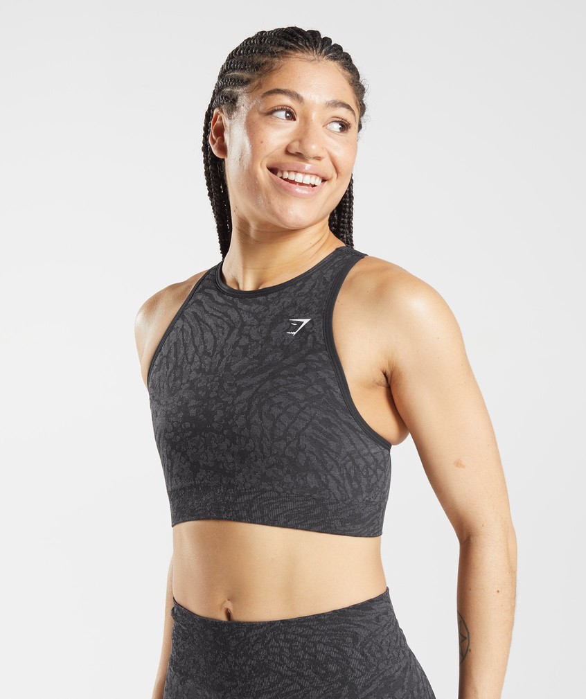 Black Women's Gymshark Adapt Animal Seamless Sports Bra | USA-18045