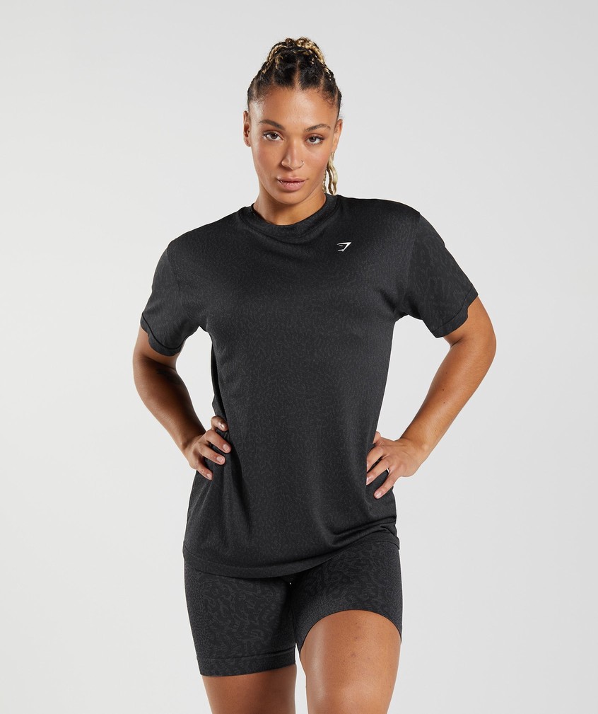 Black Women's Gymshark Adapt Animal Seamless T-Shirts | USA-65124