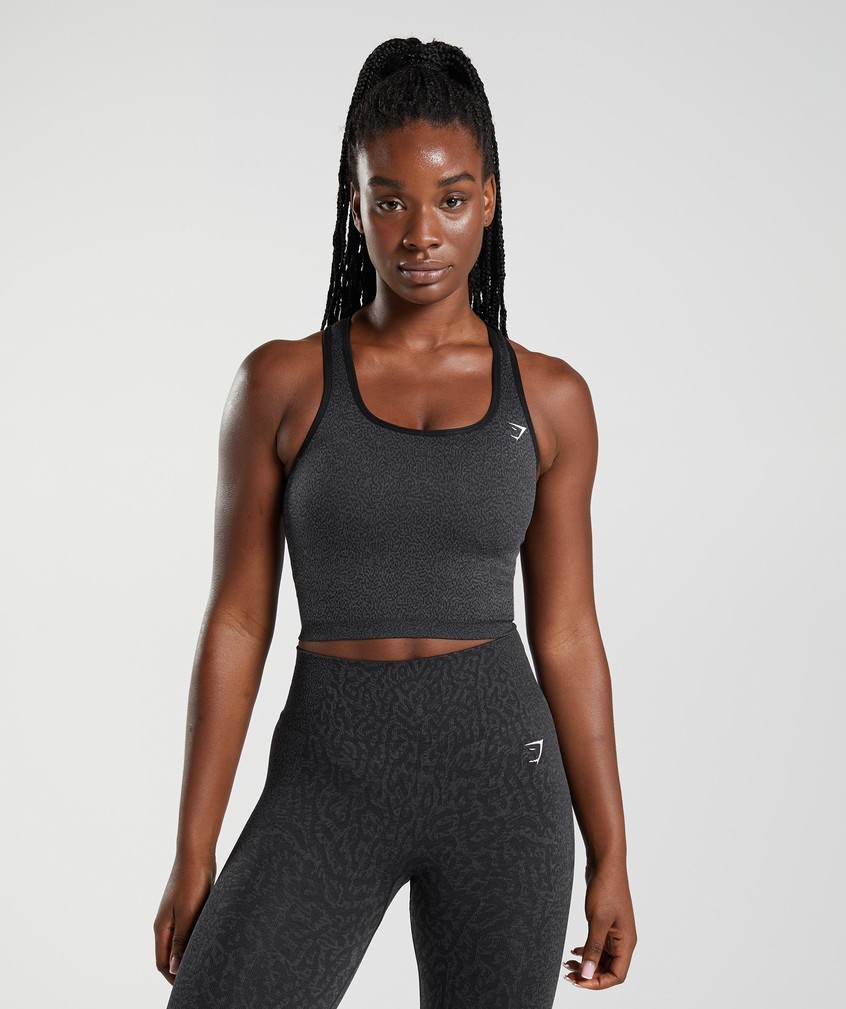 Black Women's Gymshark Adapt Animal Seamless Crop Tank T-Shirts | USA-76901