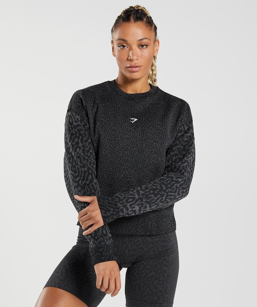 Black Women's Gymshark Adapt Animal Swea Pullover | USA-02859