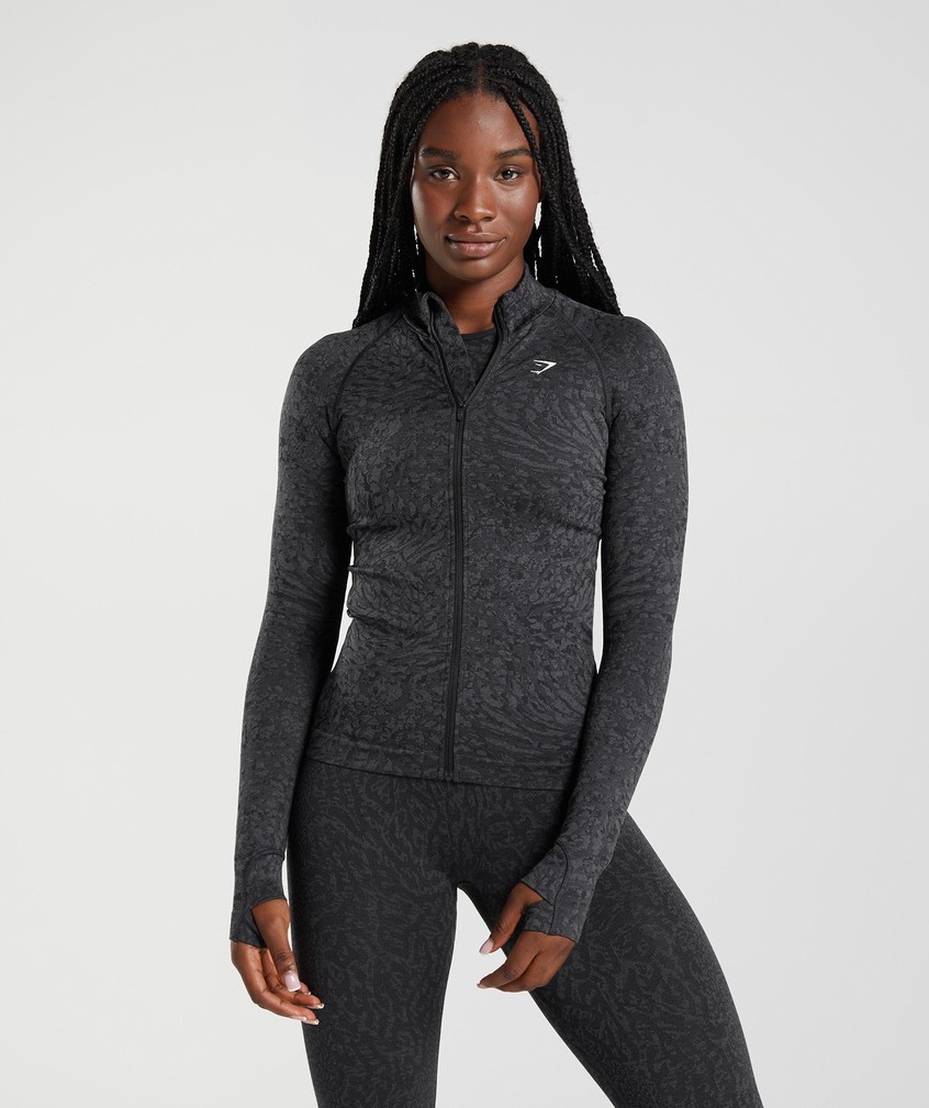 Black Women's Gymshark Adapt Animal Zip Through Jackets | USA-36580