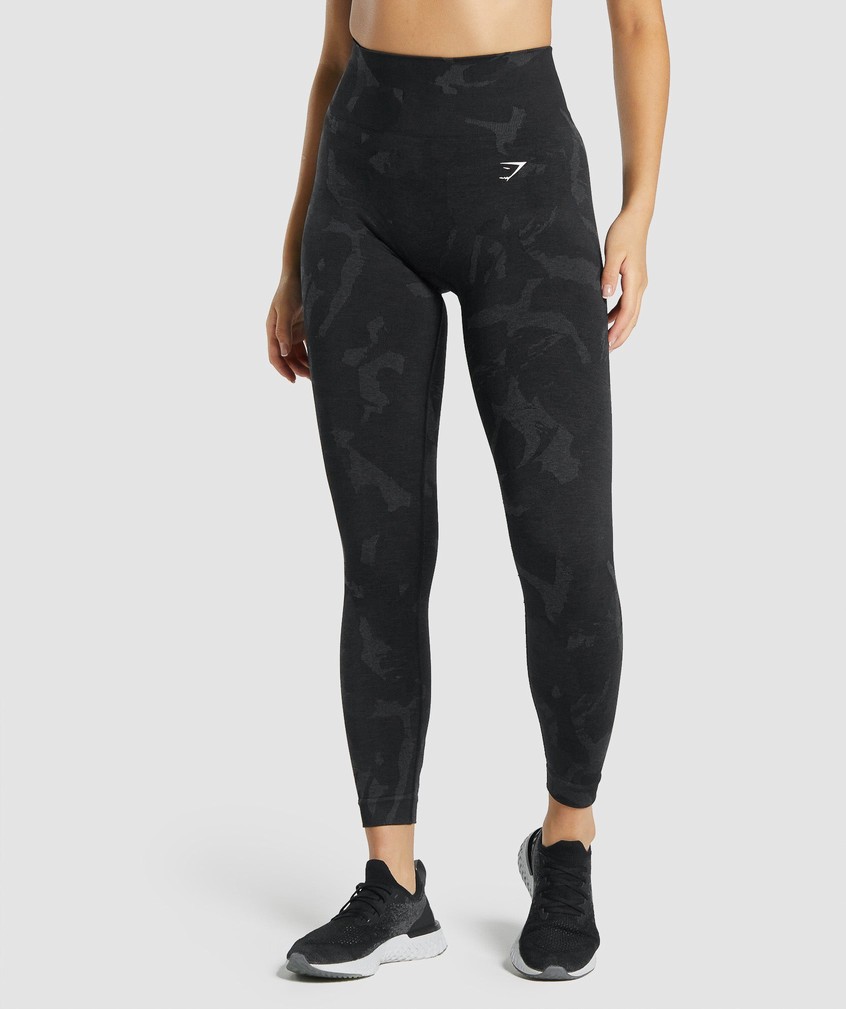 Black Women's Gymshark Adapt Camo Seamless Leggings | USA-32867