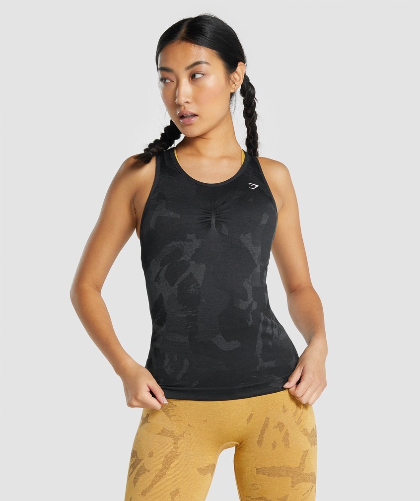 Black Women's Gymshark Adapt Camo Seamless Tank | USA-36987